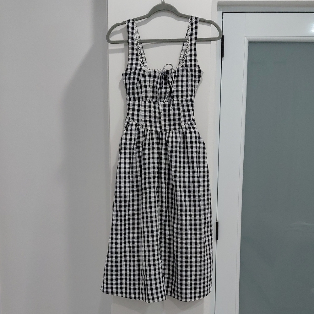 Boho Check Woven Crinkle Maxi Dress XS - Picture 8 of 8
